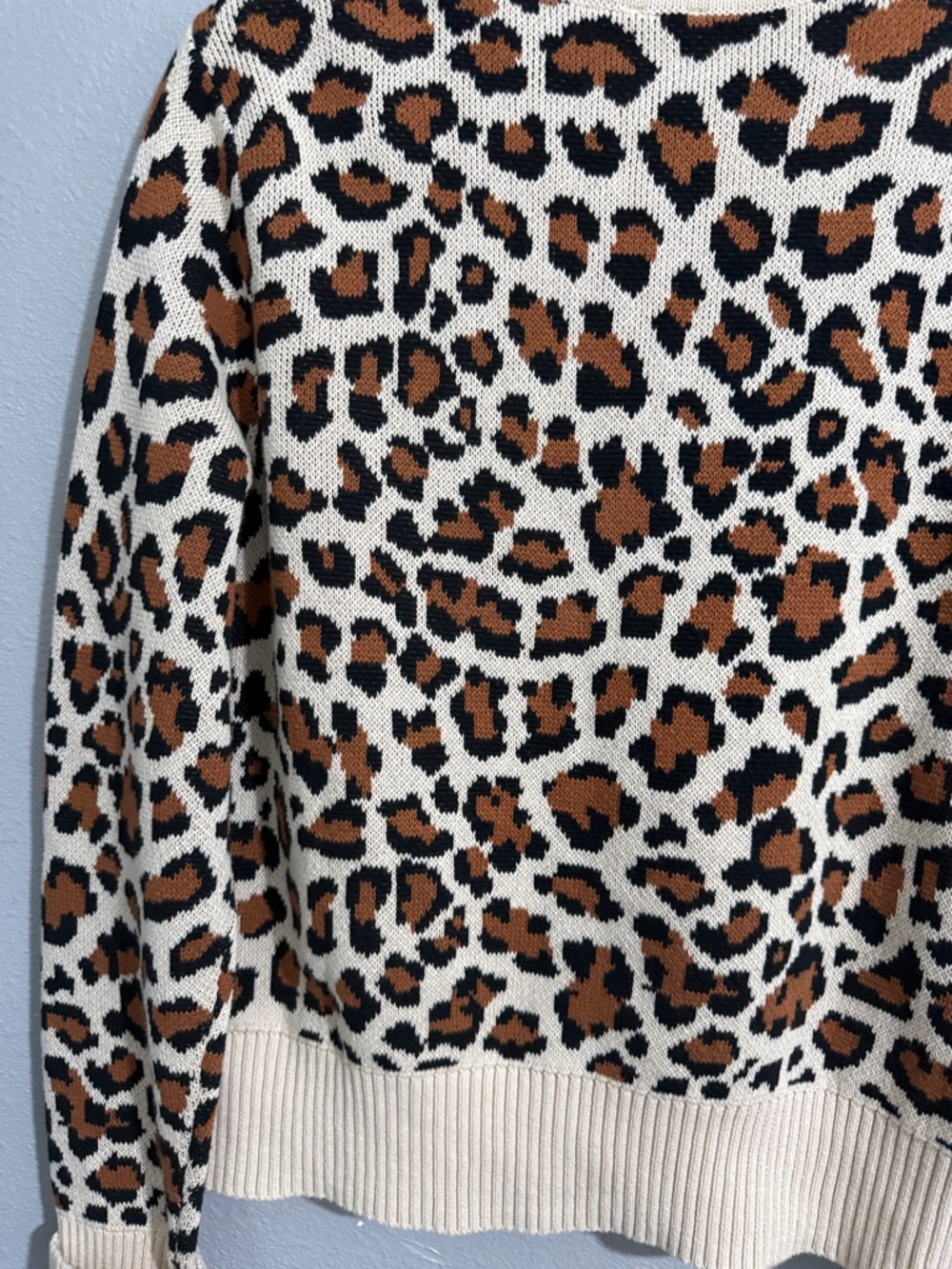 CAbi Leopard Print Cardigan Sweater - Cream/Tan/Black - Picture 8 of 12
